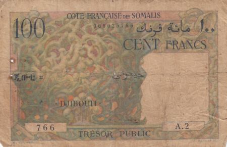 Djibouti 100 Francs Corail - Palmier - 1952 - Série A.2 - p.TB  - P.26