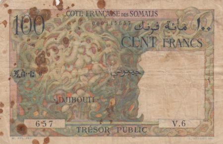 Djibouti 100 Francs Corail - Palmier - 1952 - Série V.6 - p.TB  - P.26