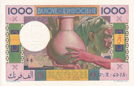 Djibouti 1000 Francs - femme à la  jarre - ND 1946 - Spécimen - SPL+ - Kol.619s
