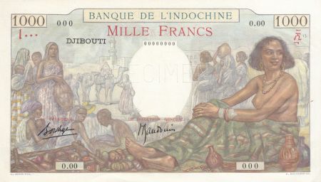 Djibouti 1000 Francs 1938 - Neuf - Spécimen - P.10s
