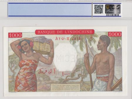 Djibouti 1000 Francs a-plats-rouges  ND1938 - PCGS AU58 Spécimen