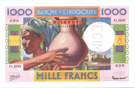 Djibouti 1000 Francs femme à la  jarre ND 1946 - Spécimen