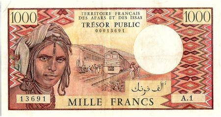 Djibouti 1000 Francs Femme et train - 1975