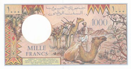 Djibouti 1000 Francs ND1995 - Homme, train, chameaux - Série T.004