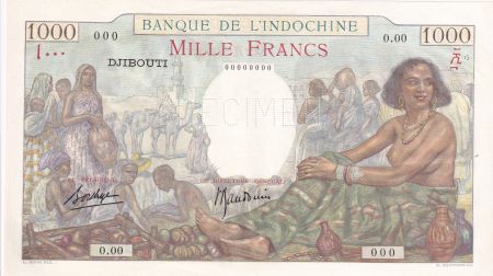 Djibouti 1000 Francs Scène de marché - 1938 - Spécimen - P.10s