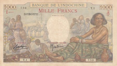 Djibouti 1000 Francs Scène de Marché - 1938 Série T.1