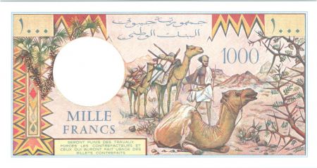 Djibouti 1000 Francs Trains - Chameaux - 1991 - Série T.004