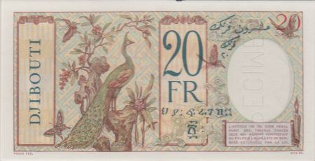 Djibouti 20 Francs Au paon  ND 1941 - PCGS 64 UNC