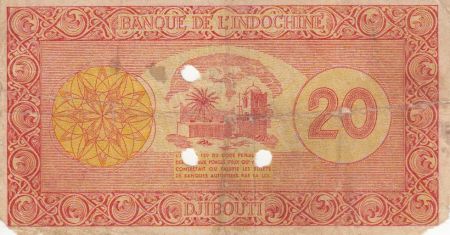 Djibouti 20 Francs Impr. Palestine - 1945 Spécimen J.8