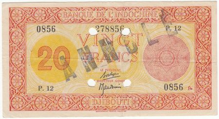 Djibouti 20 Francs Impr. Palestine - 1945 Spécimen P.12 - TTB