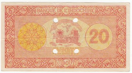 Djibouti 20 Francs Impr. Palestine - 1945 Spécimen P.12 - TTB