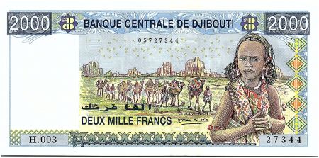 Djibouti 2000 Francs Jeune fille, caravane - 2005 - Série H.003 - Neuf