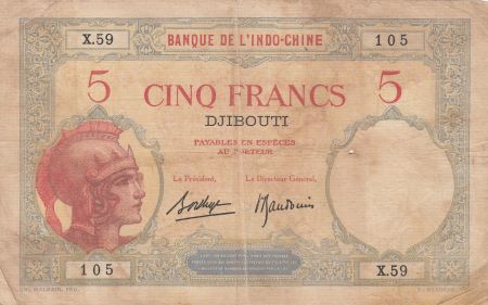 Djibouti 5 Francs ND1927 - Femme casquée Série X.59