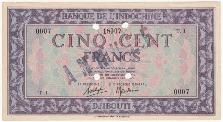 Djibouti 500 Francs Impr. Palestine - 1945 Spécimen T.1 - SUP +