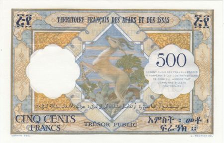 Djibouti 500 Francs Voilier, antilope -  1973 - Spécimen