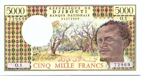 Djibouti 5000 Francs Berger, forêt - Port - 1979