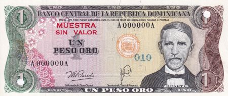 Dominicaine Rép. 1 Peso de Oro - Spécimen -  J.P. Duarte - Usine - 1978 - NEUF - P.116s