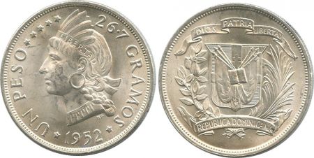 Dominicaine Rép. 1 Peso Princesse Indienne - Armoiries