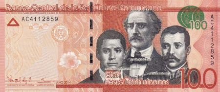 Dominicaine Rép. 100 Pesos - Duarte, Sanchez, Mella - Puerta del Conde - 2014 - P.190a