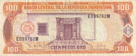 Dominicaine Rép. 100 Pesos de Oro - Maison de la Monnaie - 1998 - Série EM - P.156b