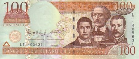 Dominicaine Rép. 100 Pesos Oro, Duarte, Sanchez, Mella - 2004