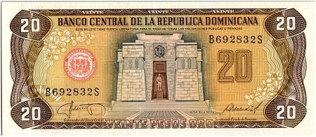 Dominicaine Rép. 20 Pesos Oro, Altar de  la Patria - 1987