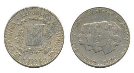 Dominicaine Rép. 25 Centavos Soeur Mirabal - 1983-1987