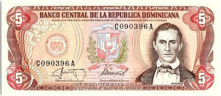 Dominicaine Rép. 5 Pesos Oro, Juan Sanchez Ramirez - 1987
