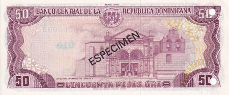 Dominicaine Rép. 50 Peso de Oro - Spécimen -  Basilique - Cathédrale - 1978 - NEUF - P.121s1