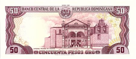 Dominicaine Rép. 50 Pesos Oro, Basilique et Cathédrale - 1991