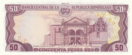 Dominicaine Rép. 50 Pesos Oro 1991 - Basilique et Cathédrale