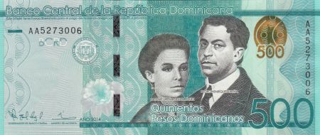 Dominicaine Rép. 500 Pesos S. U. de Enriquez, P. H. Zurena - Banque Centrale 2014 - Neuf - P.192