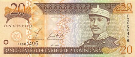 Dominicaine Rép. REPUBLIQUE DOMINICAINE  GREGORIO LUPERON - 20 PESOS ORO 2002 - P.NEUF