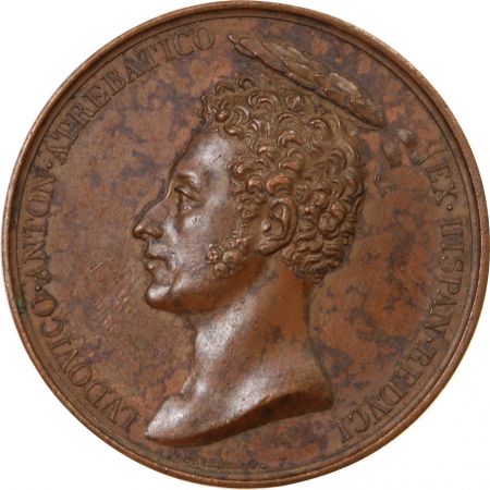 DUC D\'ANGOULÊME  FÊTES POUR LA VICTOIRE DU TROCADERO  MÉDAILLE BRONZE 1823