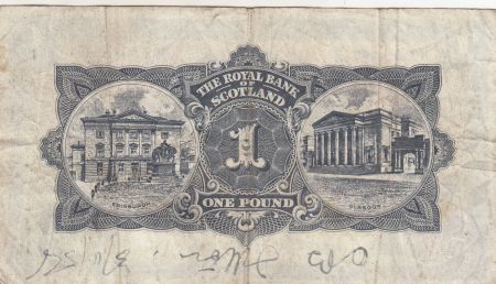 Ecosse 1 Pound - 01-10-1957 - Figures allégoriques, bâtiment banques - Série AP