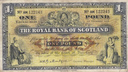 Ecosse 1 Pound - 01-12-1956 - Figures allégoriques, bâtiment banques - Série AM
