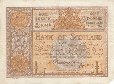 Ecosse 1 Pound Bank of Scotland - 1914 - TTB - P.81c