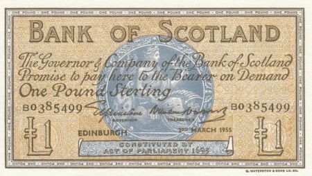 Ecosse 1 Pound Bank of Scotland - 1955 - p.NEUF - P.100a