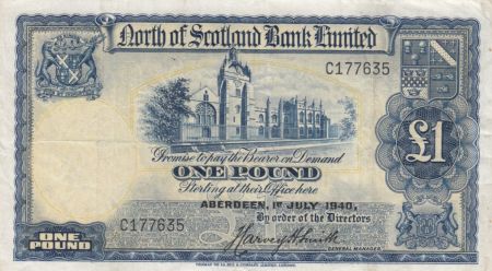 Ecosse 1 Pound North of  Scotland Bank - 1940 TTB - S.644 - C177635