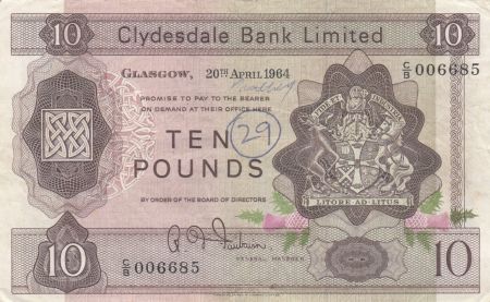 Ecosse 10 Pounds Cyclade Bank Limited 1964 - P.199 - p.TTB