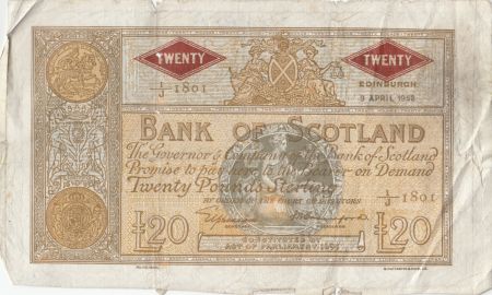 Ecosse 20 Pounds Bank of Scotland - 1952 - p.TB - P.94c