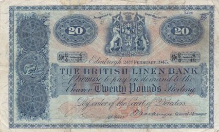 Ecosse 20 Pounds British Linen Bank - 1945 - TB - P.159a