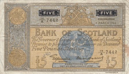 Ecosse 5 Pounds Bank of Scotland - 1955 - TB - P.99a
