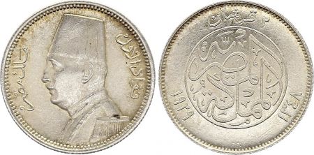 Egypte 2 Piastres Fouad Ier - 1348 - Argent
