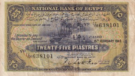 Egypte 25 Piastres - Port - 1949 - TTB - P.10d