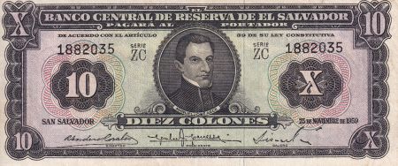 El Salvador 10 Colones - Manuel J. Arce - C. Colomb - 1959 - Série ZC - P.99