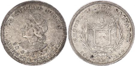 El Salvador 50 Centavos - Christophe Colomb - Armoiries - 1894