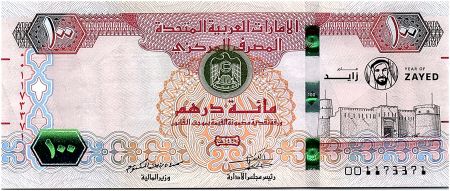 Emirats Arabes Unis 100 Dirhams Année de Zayed - Faucon - 2018 - Neuf