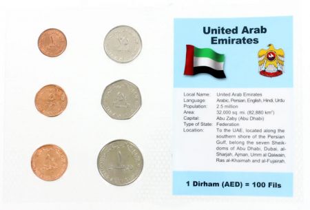 Emirats Arabes Unis Blister 6 monnaies EMIRATS ARABES UNIS (1 fils à 1 dirham)