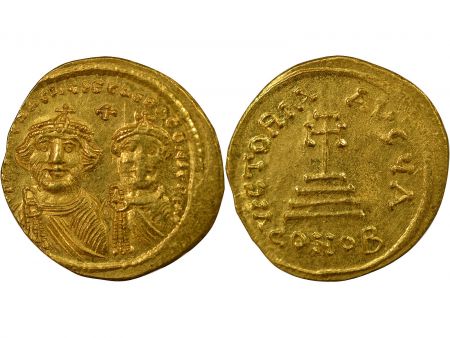Empire Byzantin HERACLIUS & HERACLIUS CONSTANTIN - SOLIDUS OR, CLASSE II 626 / 629 CONSTANTINOPLE
